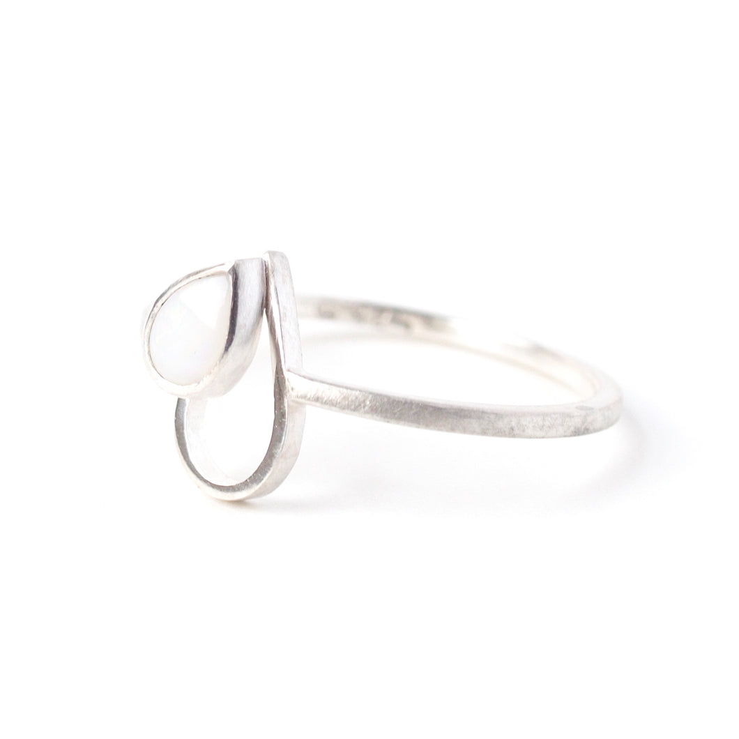 Opal Silver Drop Ring