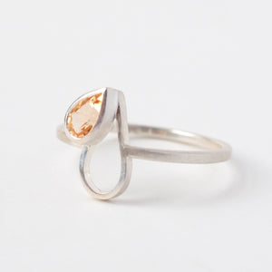 Citrine Silver Drop Ring