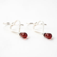 Load image into Gallery viewer, Garnet Heart Dangles