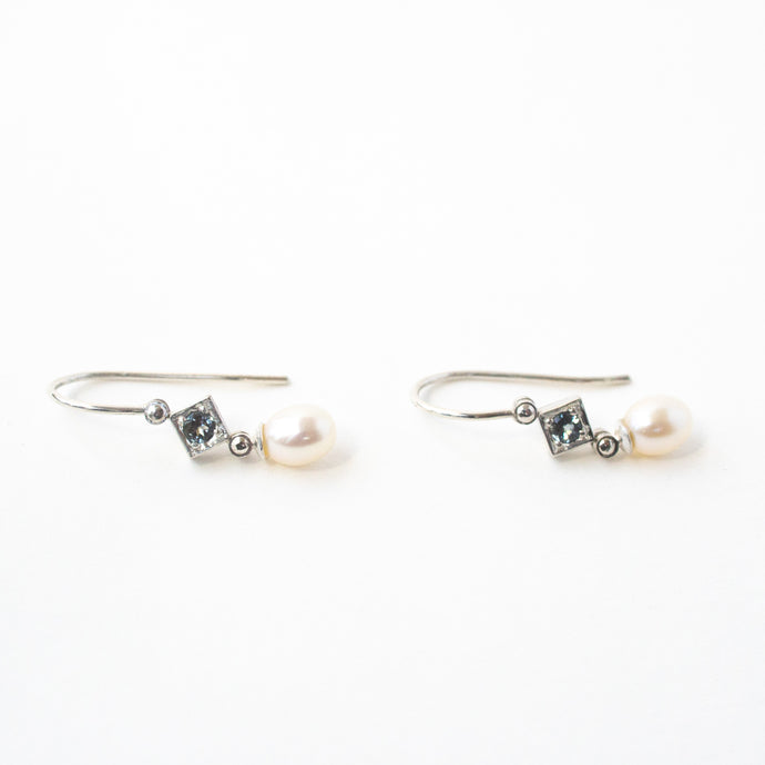 Grey Spinel and Pearl Drop Earrings