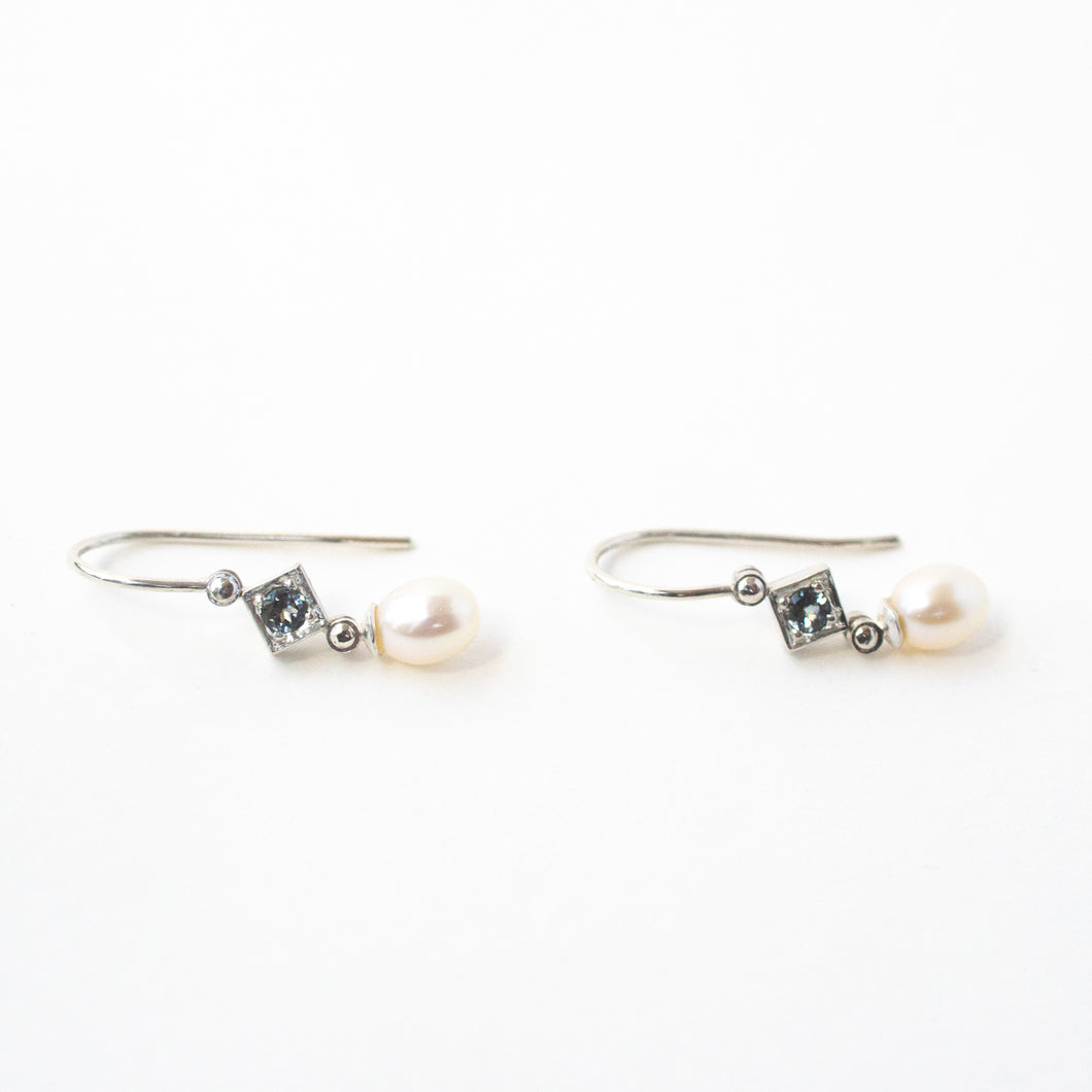 Grey Spinel and Pearl Drop Earrings