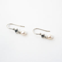 Load image into Gallery viewer, Grey Spinel and Pearl Drop Earrings