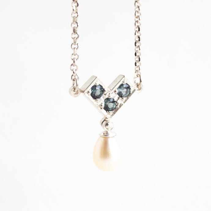 Grey Spinel & Pearl Drop Necklace