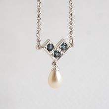 Load image into Gallery viewer, Grey Spinel &amp; Pearl Drop Necklace