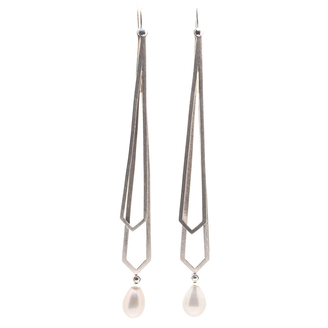 Long Pearl Dangly Earrings