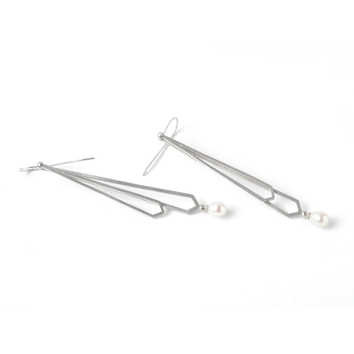 Long Pearl Dangly Earrings