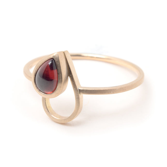 Garnet Gold Drop Ring