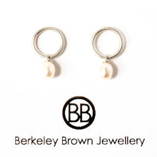 Load image into Gallery viewer, Pearl Drop Circle Studs in Silver