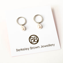 Load image into Gallery viewer, Pearl Drop Circle Studs in Silver