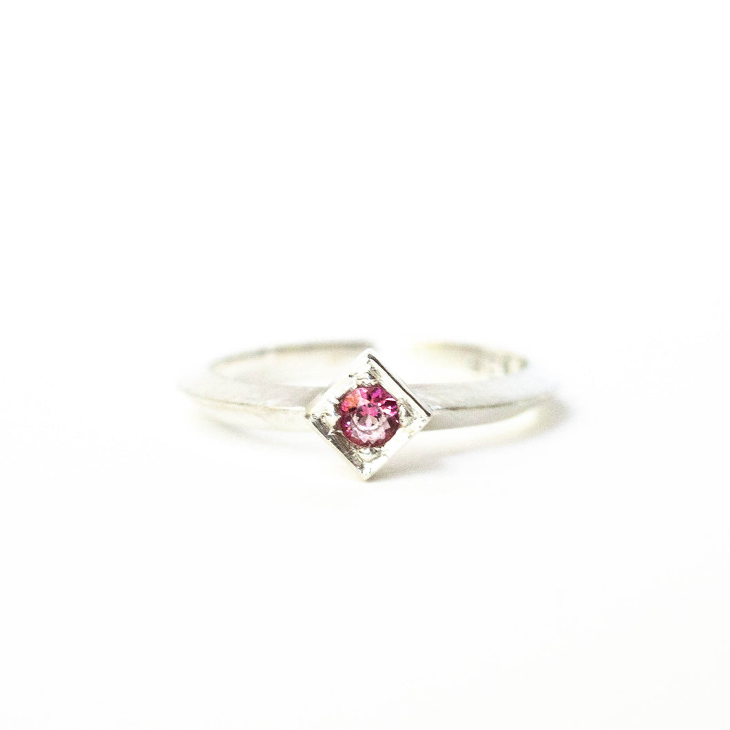 Pink Topaz Cube Ring