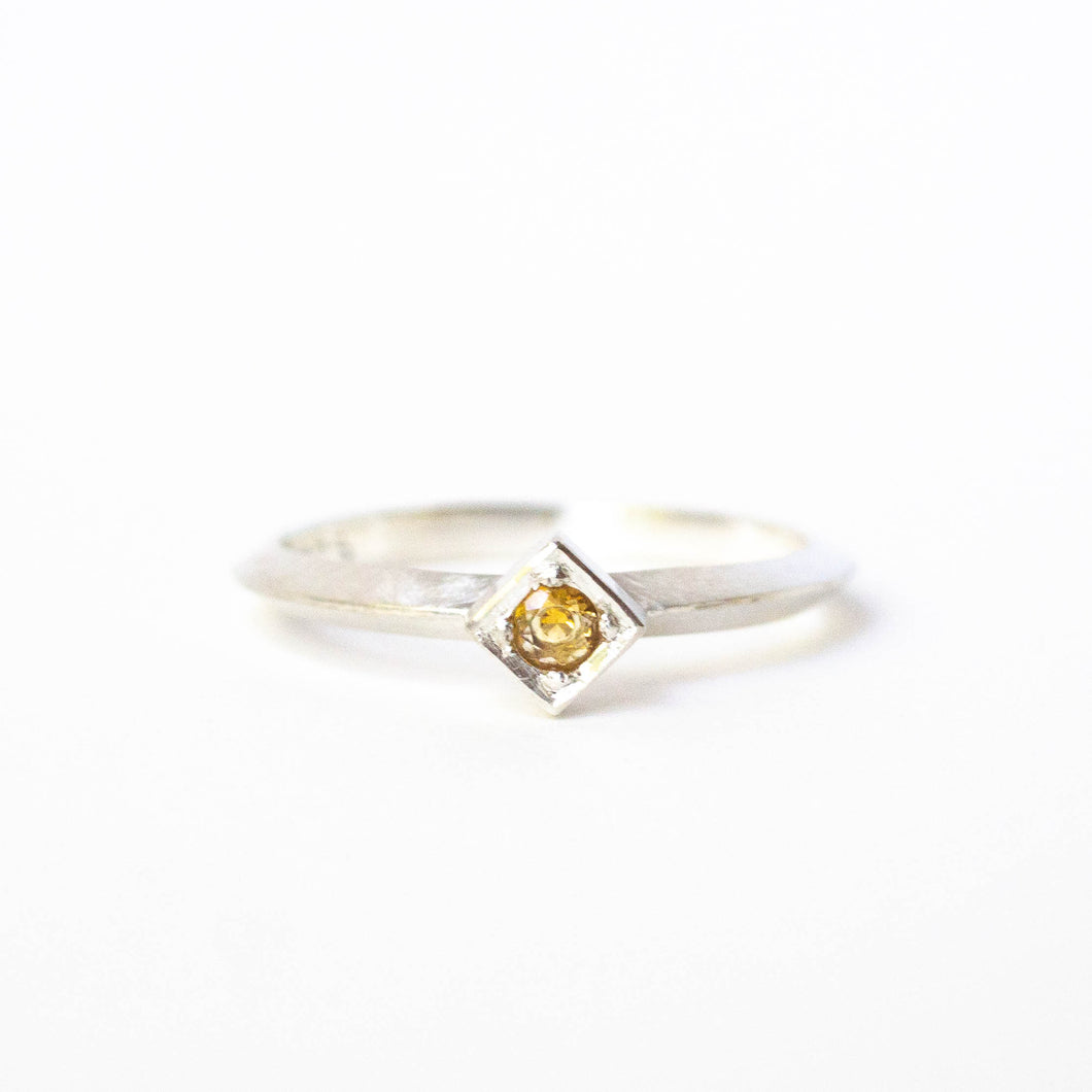 Citrine Cube Ring