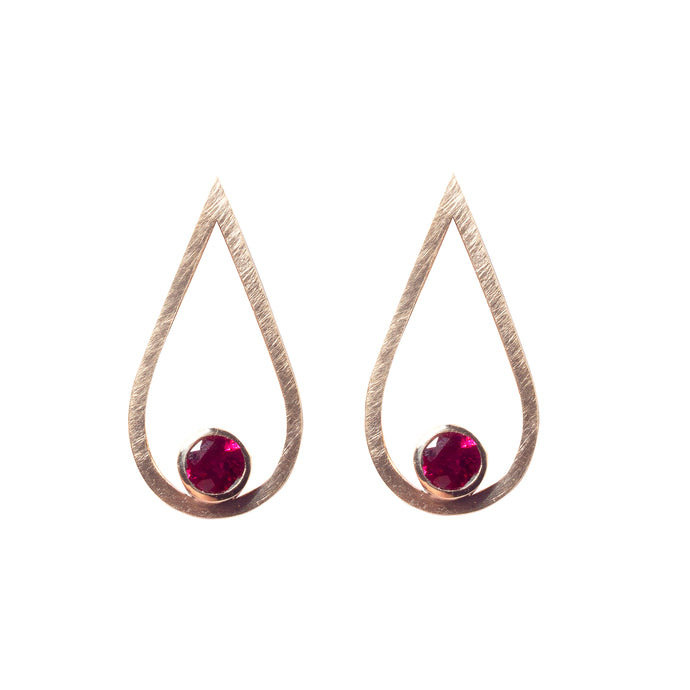 Ruby Gold Drop Studs