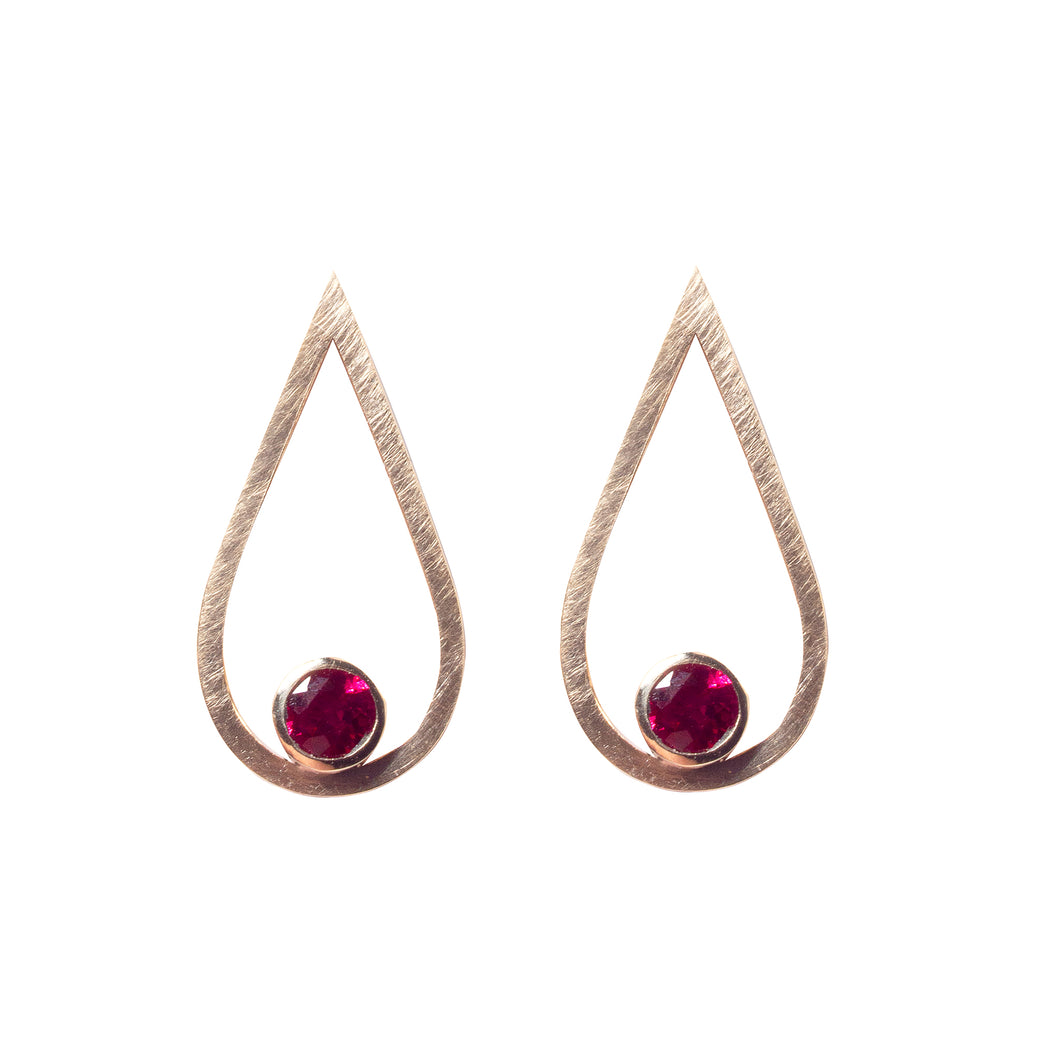 Ruby Gold Drop Studs
